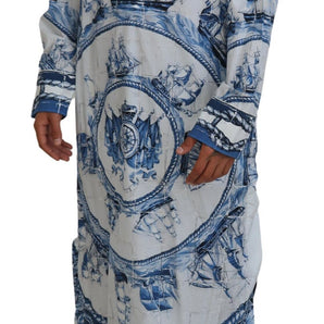 Dolce &amp; Gabbana Majestic Blue Cotton-Silk Thobe Robe