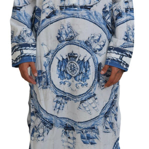 Dolce &amp; Gabbana Majestic Blue Cotton-Silk Thobe Robe