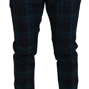 Dolce &amp; Gabbana Elegant Plaid Wool Dress Pants