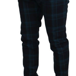 Dolce &amp; Gabbana Elegant Plaid Wool Dress Pants