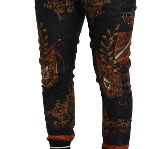 Dolce &amp; Gabbana Baroque Crown Silk Sweatpants