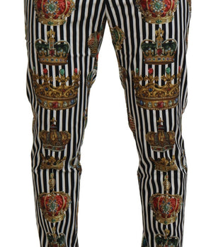 Dolce &amp; Gabbana White Cotton Stretch Crown Pants