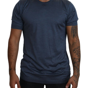 Dolce &amp; Gabbana Elegant Silk Crewneck Blue Tee