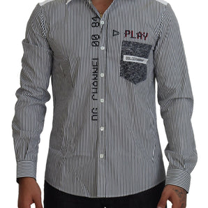 Dolce &amp; Gabbana Slim Fit Striped Casual Shirt with Channel Motive