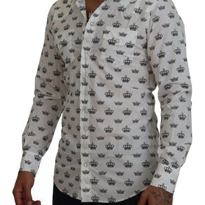 Dolce &amp; Gabbana Camisa de vestir de corte slim con estampado de coronas