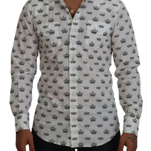 Dolce &amp; Gabbana Camisa de vestir de corte slim con estampado de coronas