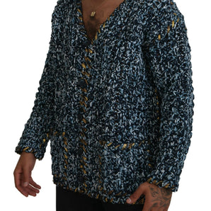 Dolce &amp; Gabbana Elegant Blue V-Neck Cardigan Sweater