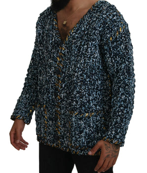 Dolce &amp; Gabbana Blue Button Cardigan Fatto A Mano Sweater