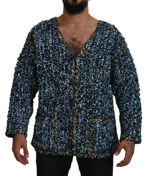 Dolce &amp; Gabbana Blue Button Cardigan Fatto A Mano Sweater