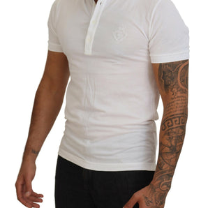 Dolce &amp; Gabbana Elegant White Cotton Blend Polo