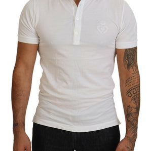 Dolce &amp; Gabbana Elegant White Cotton Blend Polo