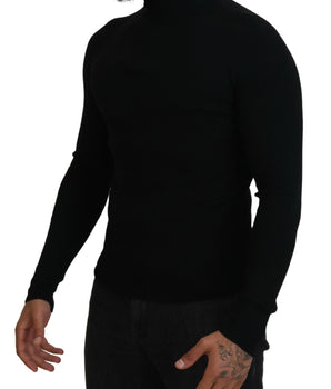 Dolce &amp; Gabbana Black Half Zip Turtleneck Pullover Sweater