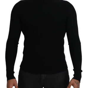 Dolce &amp; Gabbana Elegant Black Wool Half Zip Turtleneck Sweater