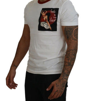 Dolce &amp; Gabbana Cotton White Logo Print Crewneck T-Shirt