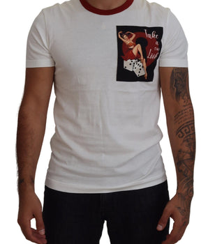 Dolce &amp; Gabbana Cotton White Logo Print Crewneck T-Shirt