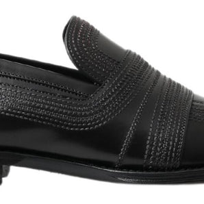 Dolce &amp; Gabbana Elegant Black Leather Slipper Loafers