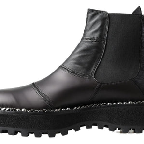 Dolce &amp; Gabbana Elegant Black Ankle Stretch Slip On Boots