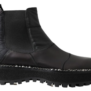 Dolce &amp; Gabbana Elegant Black Ankle Stretch Slip On Boots