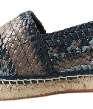 Dolce &amp; Gabbana Leather Gray Blue Buffalo Espadrille Shoes