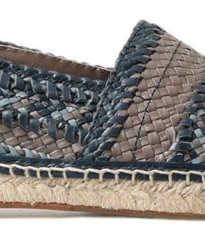 Dolce &amp; Gabbana Leather Gray Blue Buffalo Espadrille Shoes