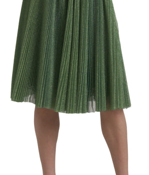 Dolce &amp; Gabbana Encantadora falda acampanada plisada verde metalizado