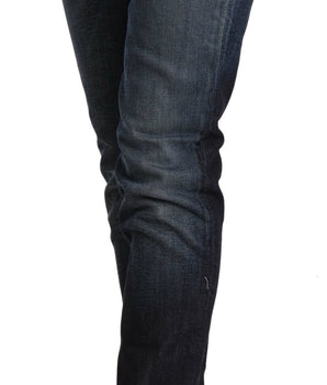 Acht Blue Washed Cotton Low Waist Skinny Denim Jeans