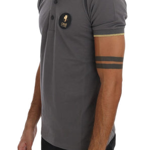 Roberto Cavalli Elegant Grey Cotton Polo Shirt