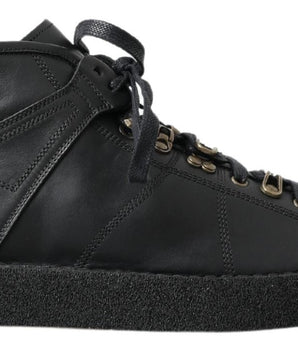 Dolce &amp; Gabbana Black Leather Slip on Stretch Boots