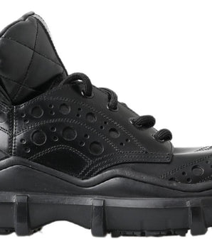 Dolce &amp; Gabbana Black Leather Ankle Casual Boots