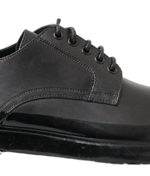 Dolce &amp; Gabbana Black Leather Derby Dress Shoes