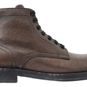 Dolce &amp; Gabbana Elegant Horse Leather Lace-Up Boots