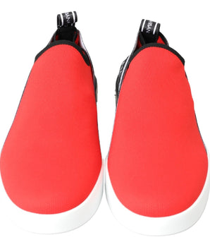 Dolce &amp; Gabbana Red White Flat Tennis Loafers Shoes