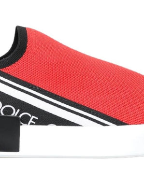 Dolce &amp; Gabbana Red White Flat Tennis Loafers Shoes