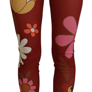 Dolce &amp; Gabbana Floral Red High Waist Leggings