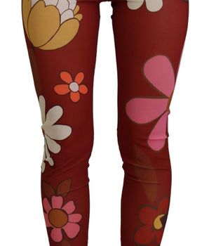 Dolce &amp; Gabbana Leggings rojos florales de cintura alta