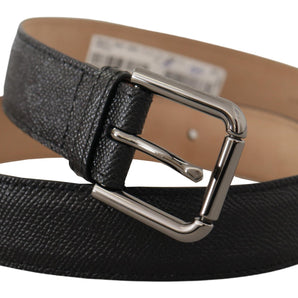 Dolce & Gabbana Elegant Black Leather Belt with Metal Buckle