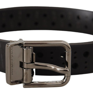 Dolce & Gabbana Elegant Black Leather Belt with Metal Buckle