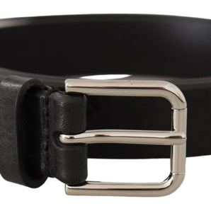 Dolce &amp; Gabbana Elegant Black Leather Belt with Metal Buckle