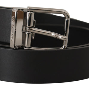 Dolce & Gabbana Elegant Black Leather Belt with Metal Buckle