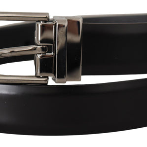 Dolce &amp; Gabbana Elegant Black Leather Belt with Metal Buckle