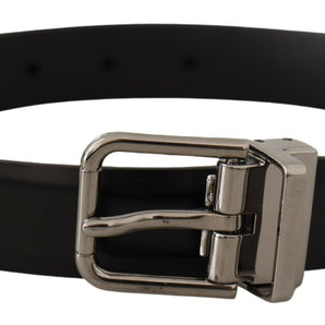 Dolce &amp; Gabbana Elegant Black Leather Belt with Metal Buckle