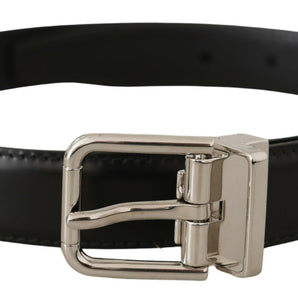 Dolce &amp; Gabbana Sleek Black Leather Belt with Metal Buckle