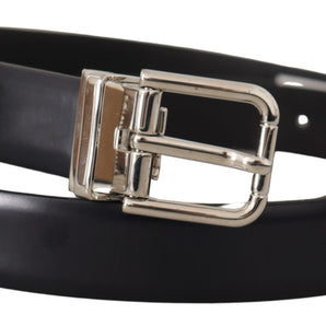 Dolce &amp; Gabbana Elegant Leather Belt with Metal Buckle