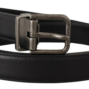 Dolce &amp; Gabbana Elegant Black Leather Belt with Metal Buckle