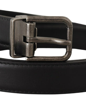 Dolce &amp; Gabbana Black Plain Metal Vintage Logo Ribbon Belt