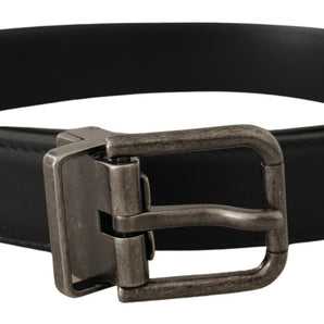 Dolce & Gabbana Elegant Black Leather Belt with Metal Buckle