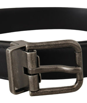 Dolce &amp; Gabbana Black Plain Metal Vintage Logo Ribbon Belt