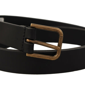 Dolce & Gabbana Elegant Black Leather Belt with Metal Buckle