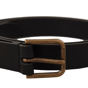 Dolce &amp; Gabbana Elegant Black Leather Belt with Metal Buckle