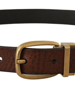 Dolce & Gabbana Brown Leather Classic Vintage Metal Buckle Belt